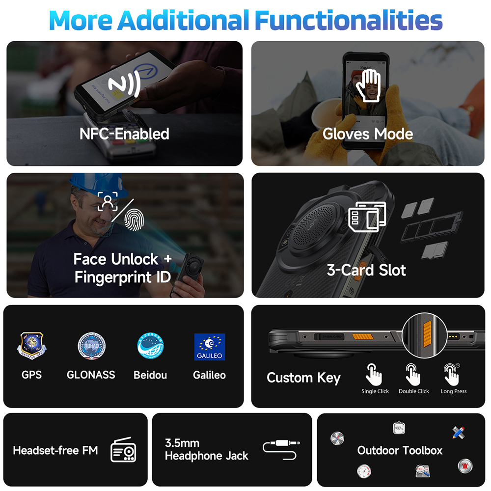 【World Premiere】Ulefone RugKing 4G Rugged Phone Android 15 Up to 16GB+256GB Waterproof Smartphone 9600mAh NFC Global Version