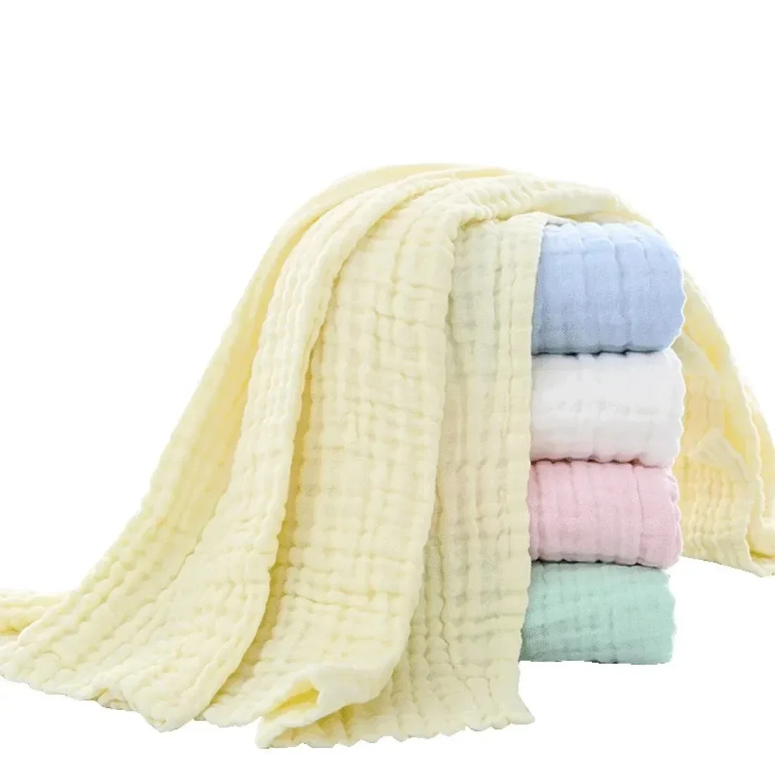 Serviette de bain pour bébé, 6 couches de bulles de coton pur, lange d'emmaillotage pour enfants, literie en mousseline, couverture de réception en gaze pour nourrissons, 105x105cm