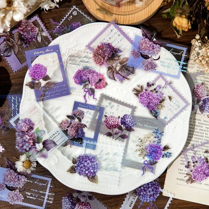 20 個ペットレトロフィルム DIY スクラップブッキング装飾ジャンクジャーナル透明用品ステッカー花ステッカー文房具 120*85 ミリメートル