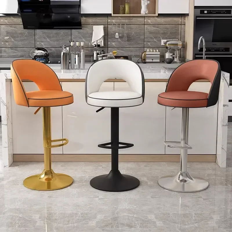 Cadeiras de bar nórdicas de couro pu, giratórias, luxuosas, ajustáveis, modernas, recepção, design italiano, móveis de bar, llbc
