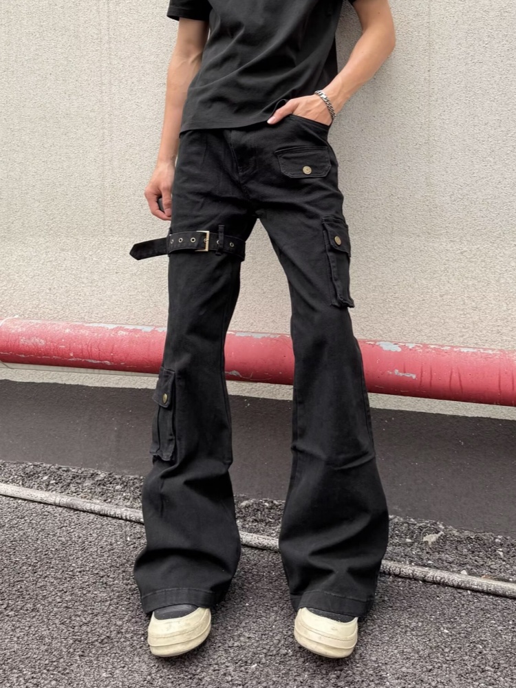 Ropa Y2K Style 2025 Black Slim Flare Cargo Новые джинсы Брюки для мужчин Дизайнерская одежда Темная уличная одежда Женские роскошные длинные брюки