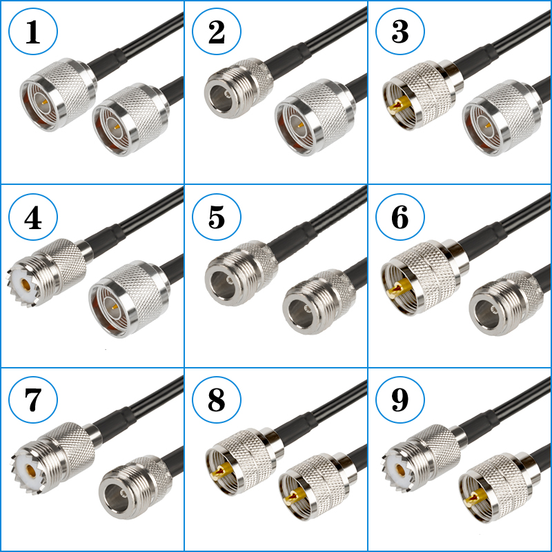 Rg58同軸ケーブル、オスからメスへのコネクタ、Pigtail同軸ケーブル、uhf、pl259、0.3m-30m