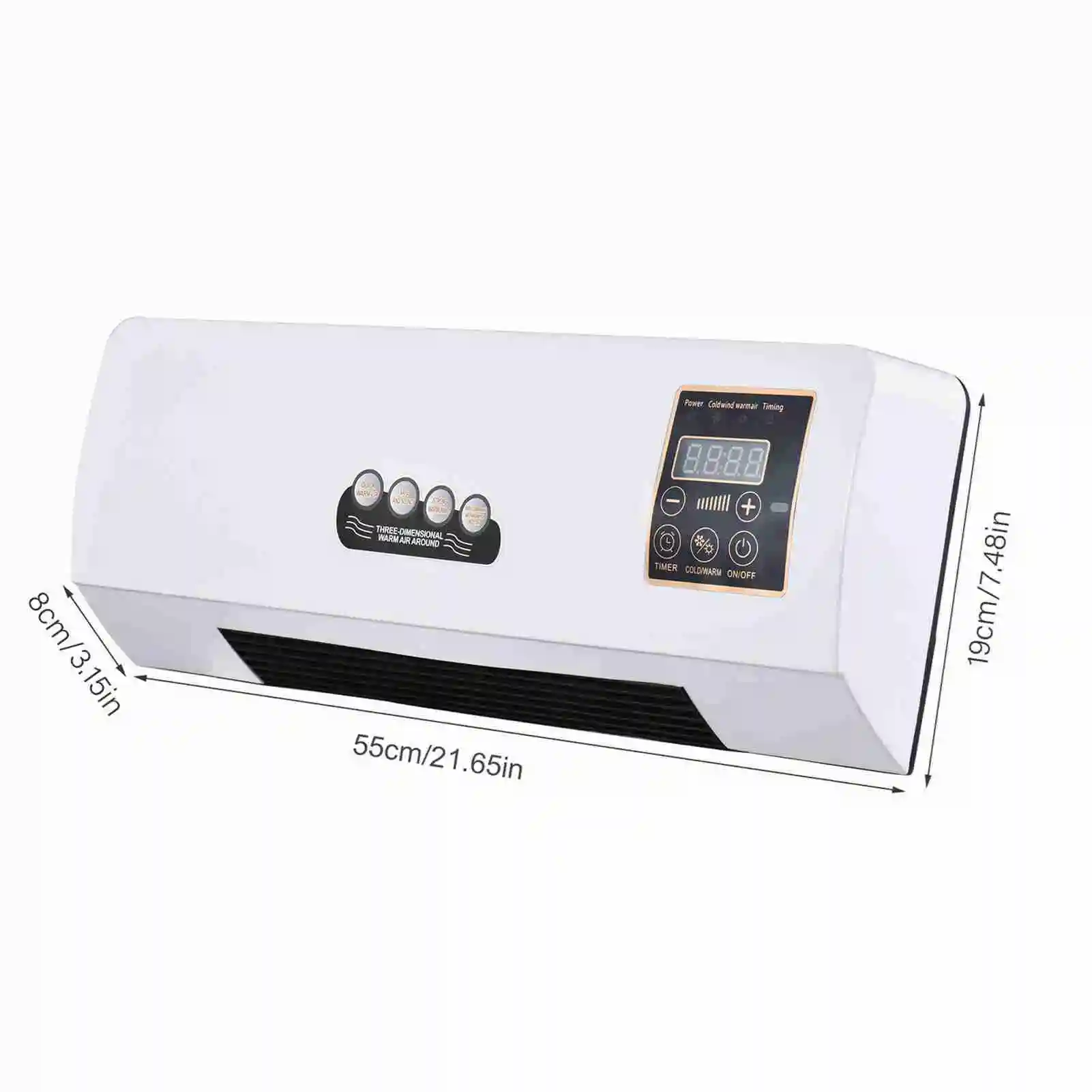 Heater with Fan Heater Fan 2 in 1 Heating Nature Wind Timing Digital Display Wall Mounted Space Heater for Home  Dormitory