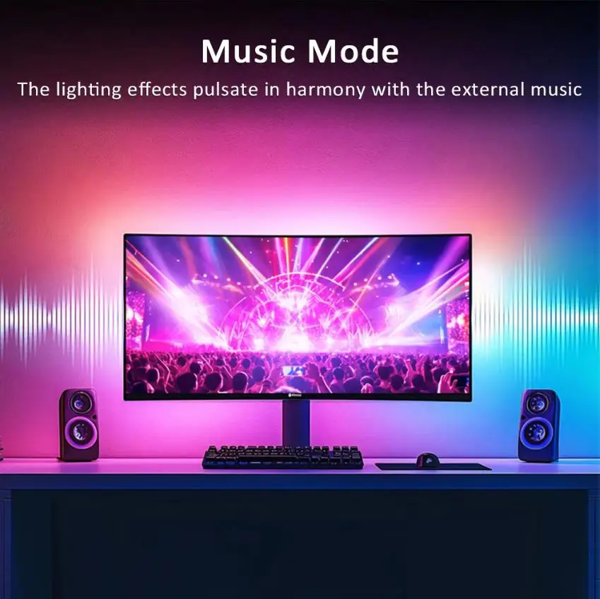 USB PC LED 스트립 조명 24-34인치 컴퓨터 RGBIC 앱 음악 동기화 모니터 화면 LED 백라이트 게임방 분위기 장식