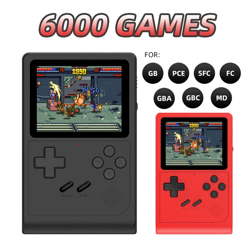 GB300 3.0 inch Handheld Game Player Portable Video Game Console AV Output Retro Game Console Built-in 8G 6000+ Games
