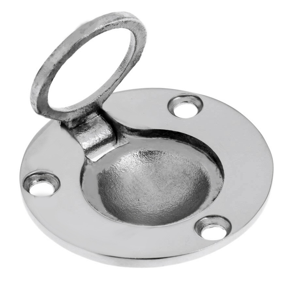 Mirror Polish Locker Marine Stainless Steel Hatch Pull Handle 50mm Round Flush Lift Ring for Boat