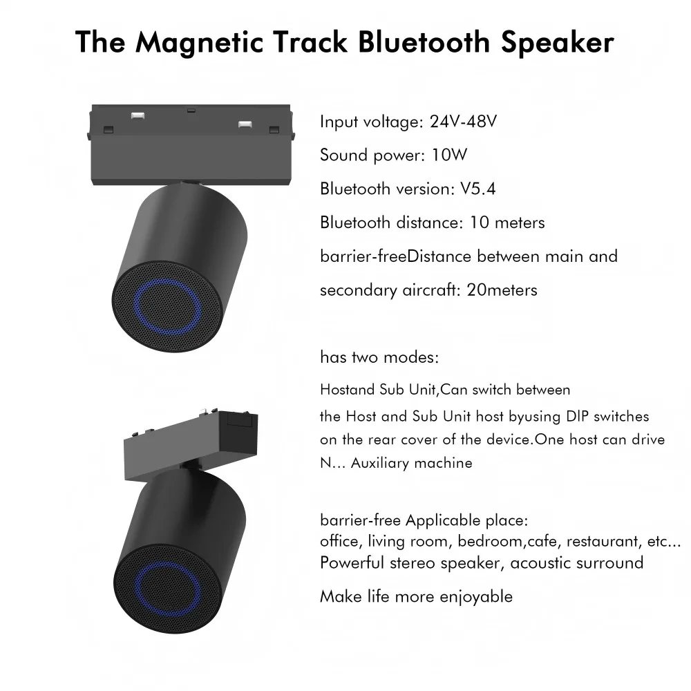 Modern Magnetic Track Bluetooth 5.3 Speaker Wireless Stereo Sound Box Ultra-thin 6mm ST1 Magnetic Track Light/20mm Type Series