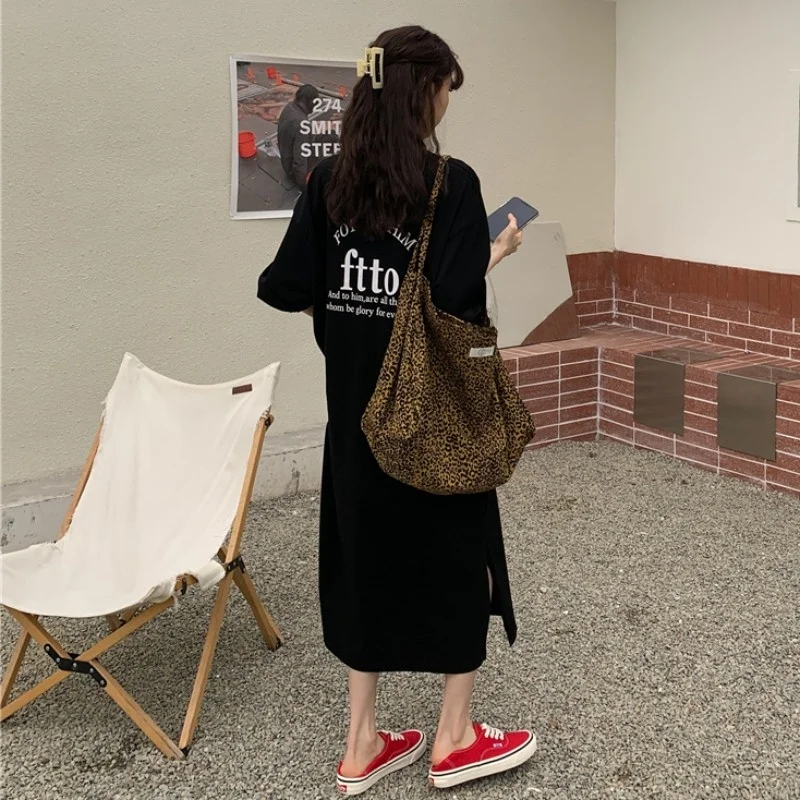 Vestido de Dormir Longo e Solto de Manga Curta para o Verão, Estilo Coreano, Roupa de Casa Fena, Crimento até o Chão, ...