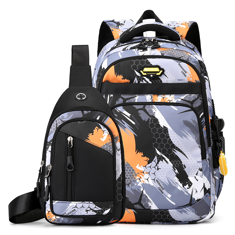Juego de 2 uds de Mochilas geniales con estampado de fútbol, mochila con capacidad para el pecho, Mochilas sencillas para niñas y niños, Mochilas escolares para escuela secundaria