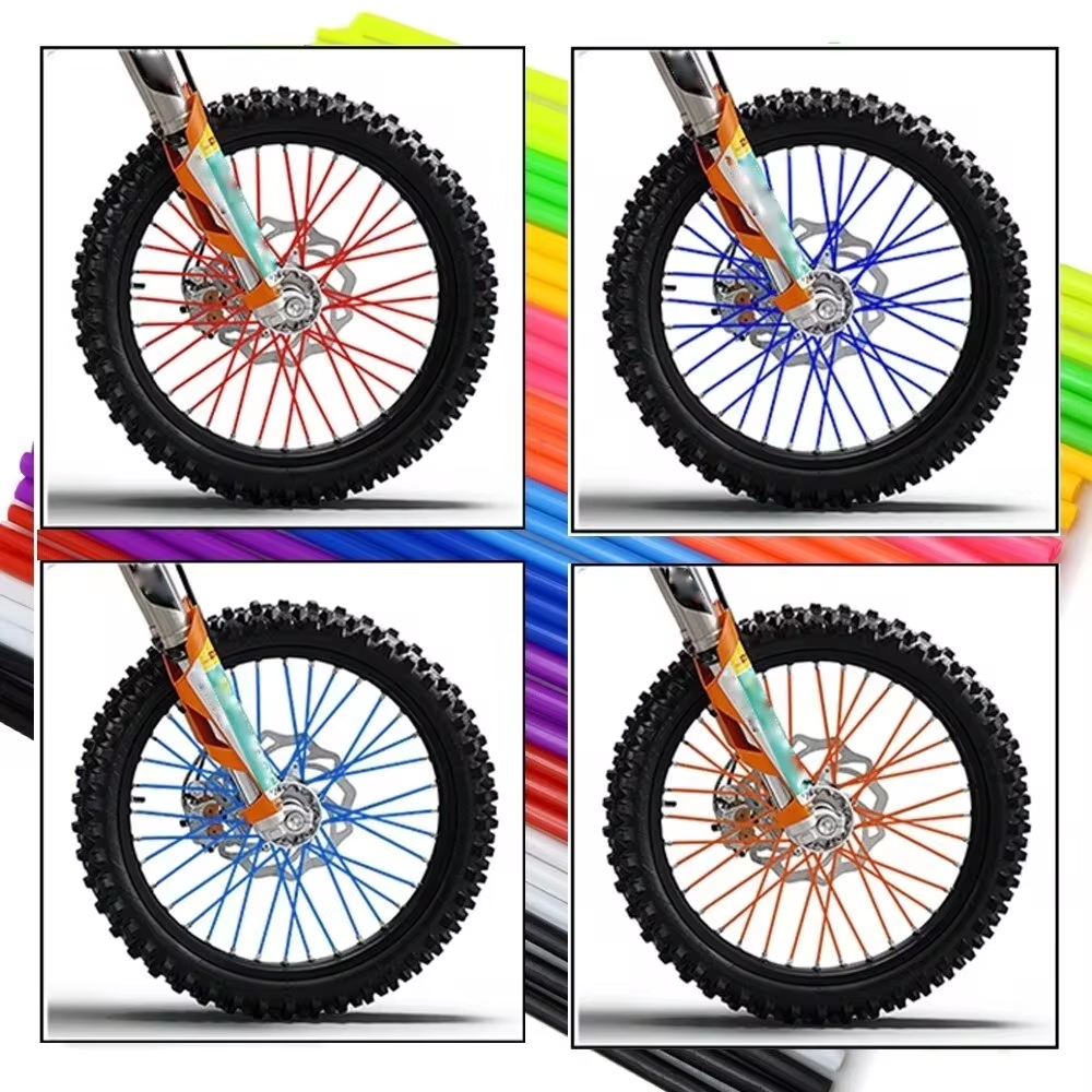 72 stuks motorfiets wiel spaakbeschermer wraps velgen huid trim covers pijp voor motorcross fiets coole accessoires