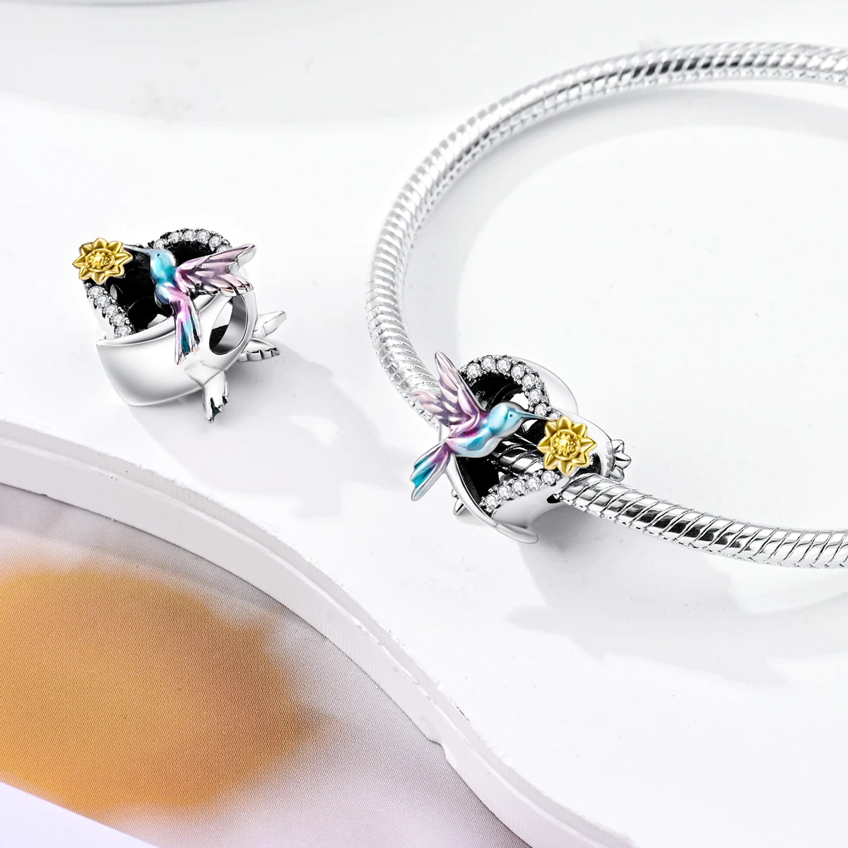 Laza 1pc versilbert Charm Sonnenblumen perlen passen Schlangen kette Armband machen Modeschmuck
