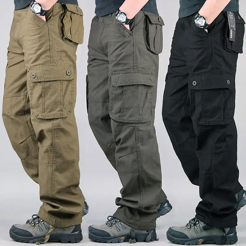 Pantaloni da lavoro da uomo multitasche alla moda, stile caldo, pantaloni larghi, pantaloni dritti casual per assicurazione sul lavoro taglie forti