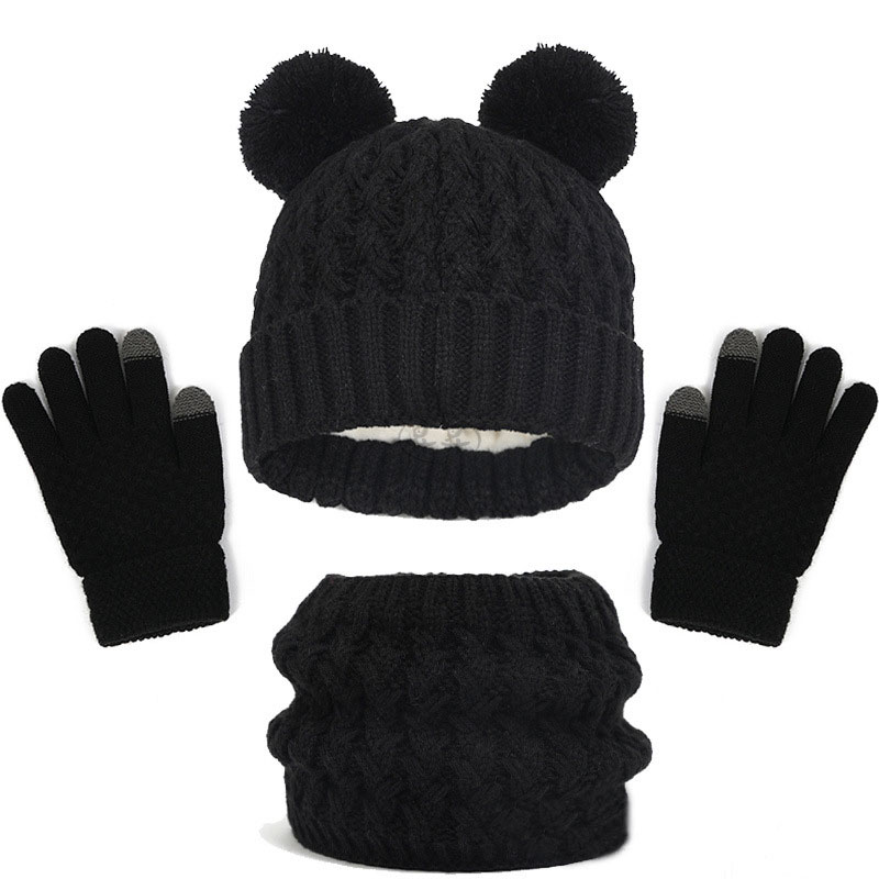 Conjunto de gorros de punto para bebé, bufandas de cuello para niño y niña, gorro bonito, bufanda y guantes, traje de 3 piezas para niños de 1 a 6 años