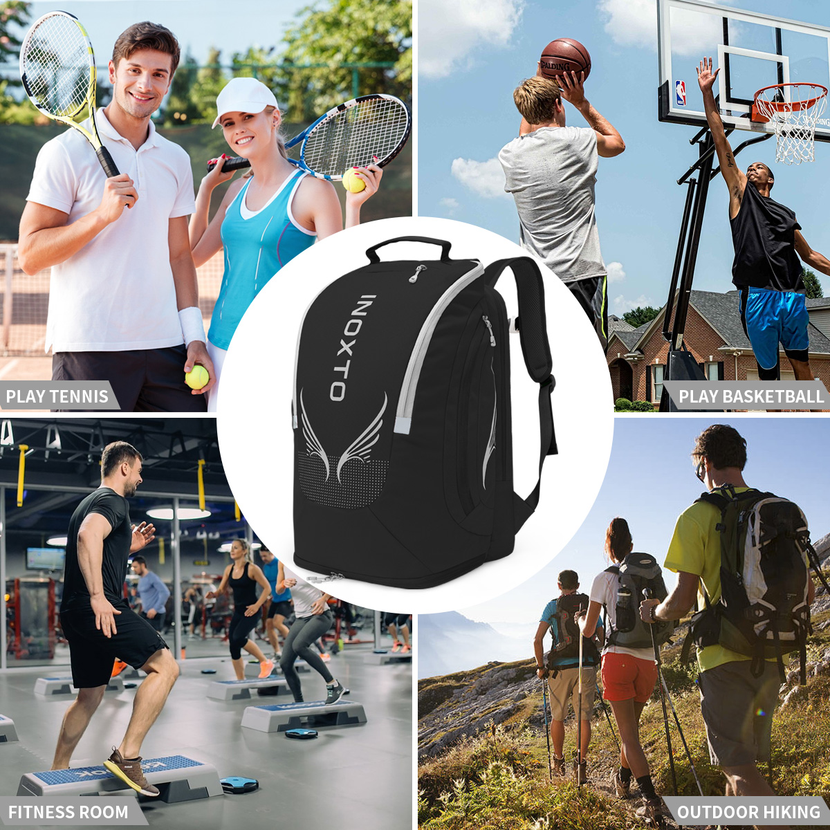Tas Gym กันน้ำกีฬาผู้ชายกระเป๋าสุภาพสตรีกลางแจ้งแบบพกพา Ultralight โยคะ Gym กีฬากระเป๋าเป้สะพายหลังกระเป๋าแร็กเก็ต