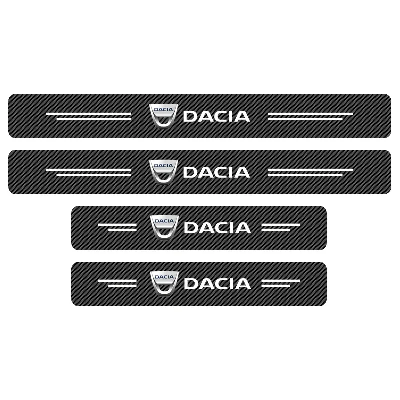 4pcs คาร์บอนไฟเบอร์เกณฑ์สติกเกอร์สําหรับรถยนต์เหยียบสติกเกอร์ป้องกันสําหรับ Dacia Duster Logan MCV Sandero Stepway Dokker Lodgy