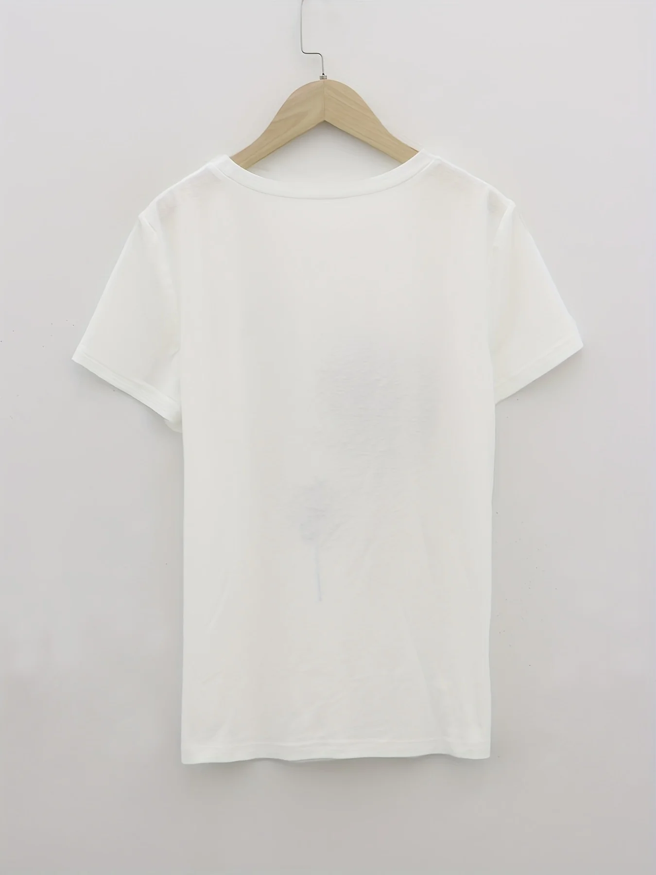 タンポポプリント クルーネック Tシャツ カジュアル半袖トップス 春夏用 婦人服