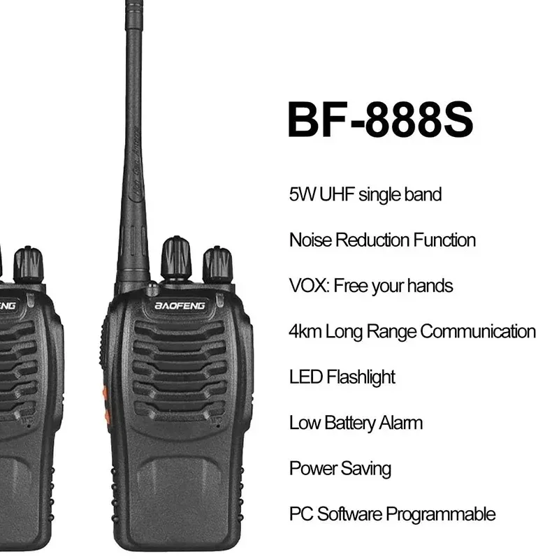 2PCS Baofeng BF-888S Walkie Talkie Palmare Ricaricabile 5W UHF 400-470MHz 16 Canali di Comunicazione Canale Radio Bidirezionali