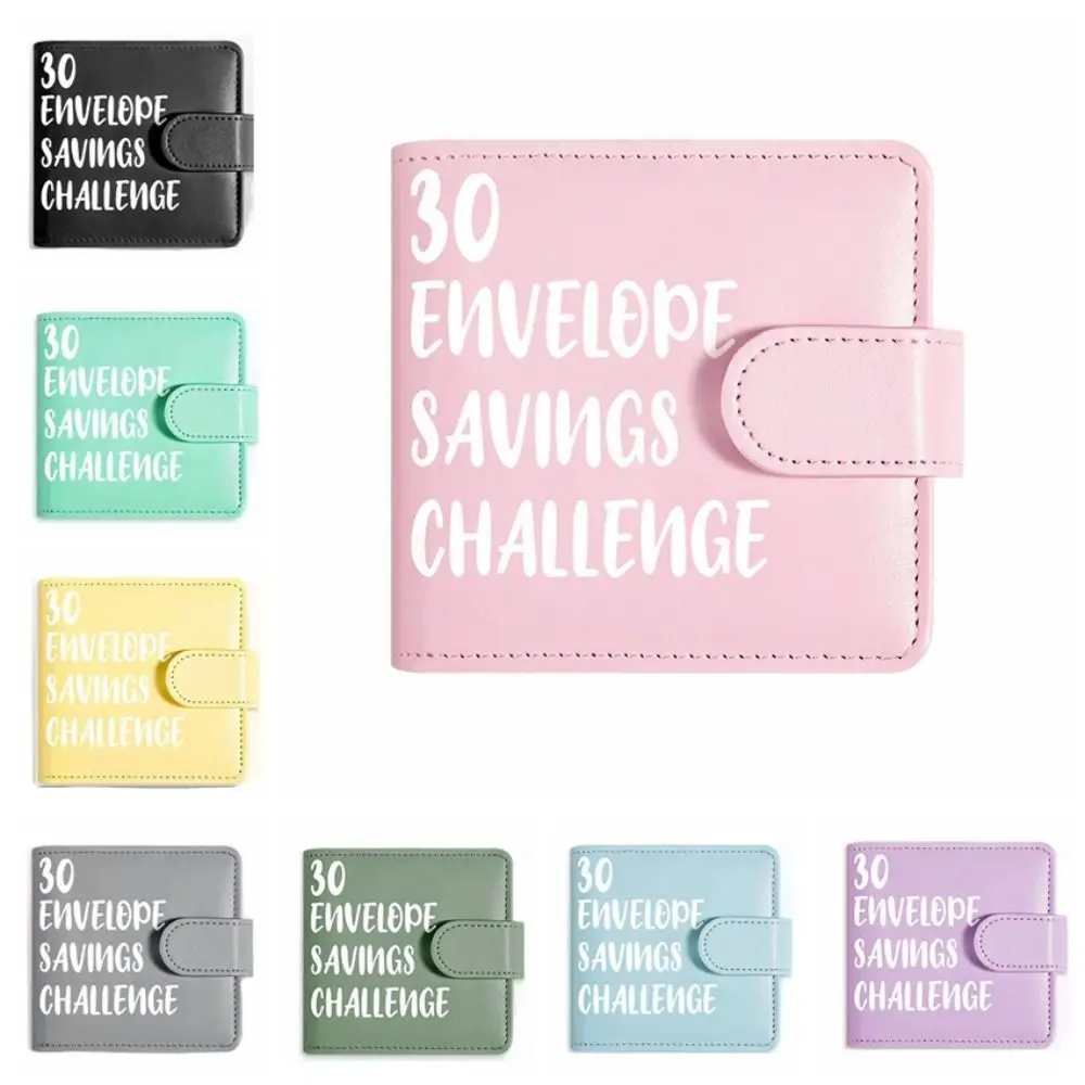 PU Leather Cash Saving Challenges Waterproof Handbook Envelope Challenge Binder Financial Planner 30Days Envelope Binder Notbook