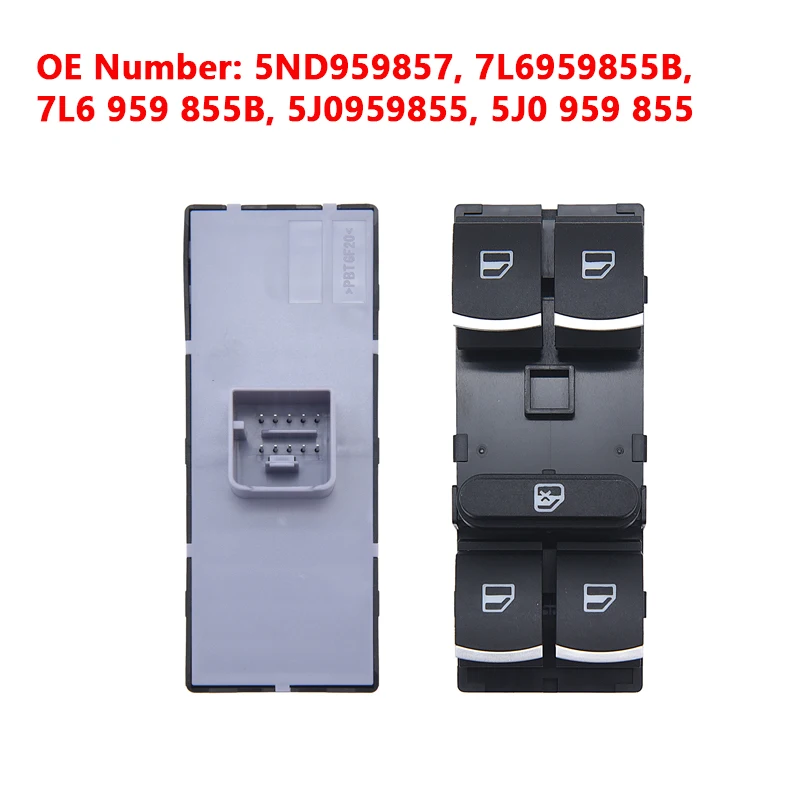 5ND 959 857 Power Window Master Switch Controle Knop Voor VW Jetta Tiguan Golf GTI MK5 MK6 Passat B6 CC Seat Leon MK2 5ND959857