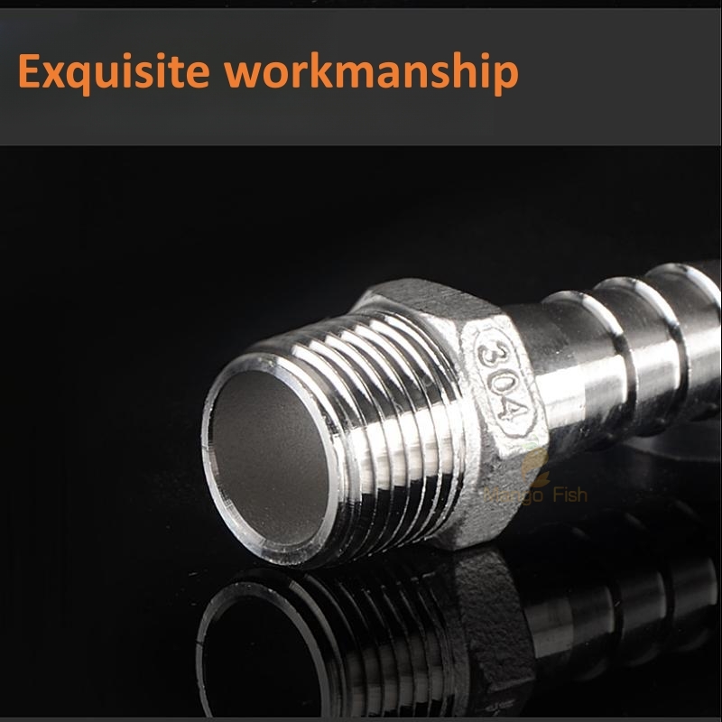 304 Rvs Pagode Connector 6/8/10/12mm Slangpilaar Connector Slang Staart Draad 1/8 1/4 3/8BSP PC Mannelijke Messing Buisleidingen