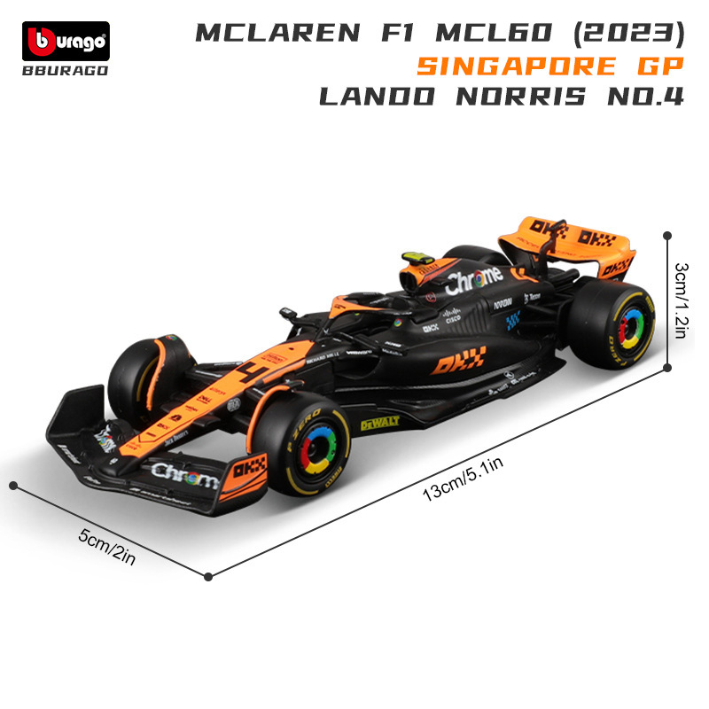 Bburago 1:43 McLaren 2024 MCL38 Miami GP Formule Racing Legering Model Auto Speelgoed