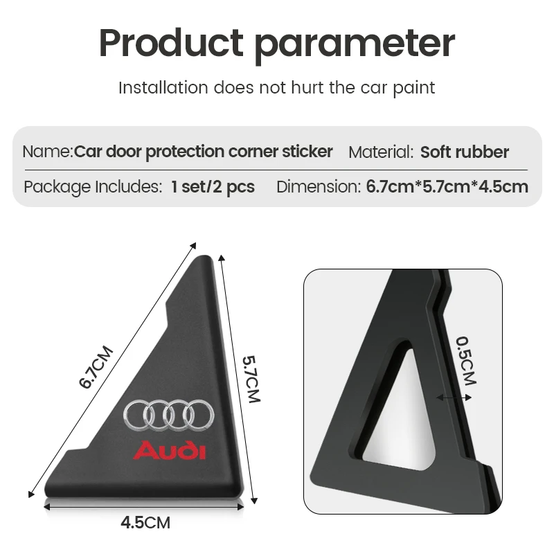 Pegatina de protección de esquina de puerta de coche, Protector anticolisión para todos los Audi RS A3 A4 Q1 Q2 Q3 B6 A5 A6 C7 Q5 B9 B7 C6 V8 A6L R
