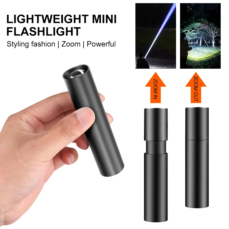 Mini lampe de poche USB Rechargeable en alliage d'aluminium lampe de poche LED très brillante perle mise au point réglable lampe de poche Portable longue portée