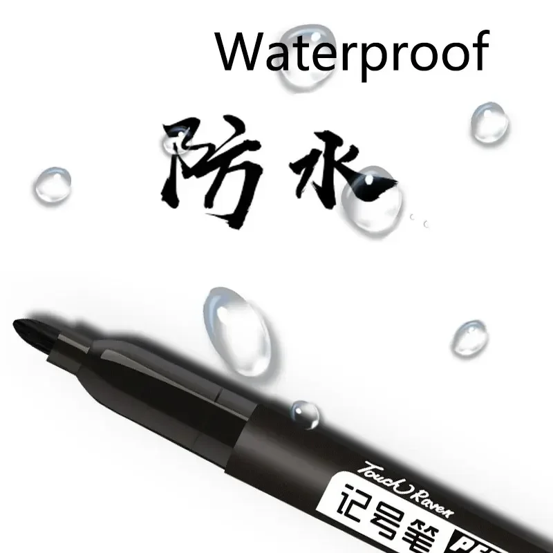 Permanent Marker Pen Drawing Markers Black Blue Red Waterproof Ink Sketch Pens Stationery Art School Supplies For Glass Metal