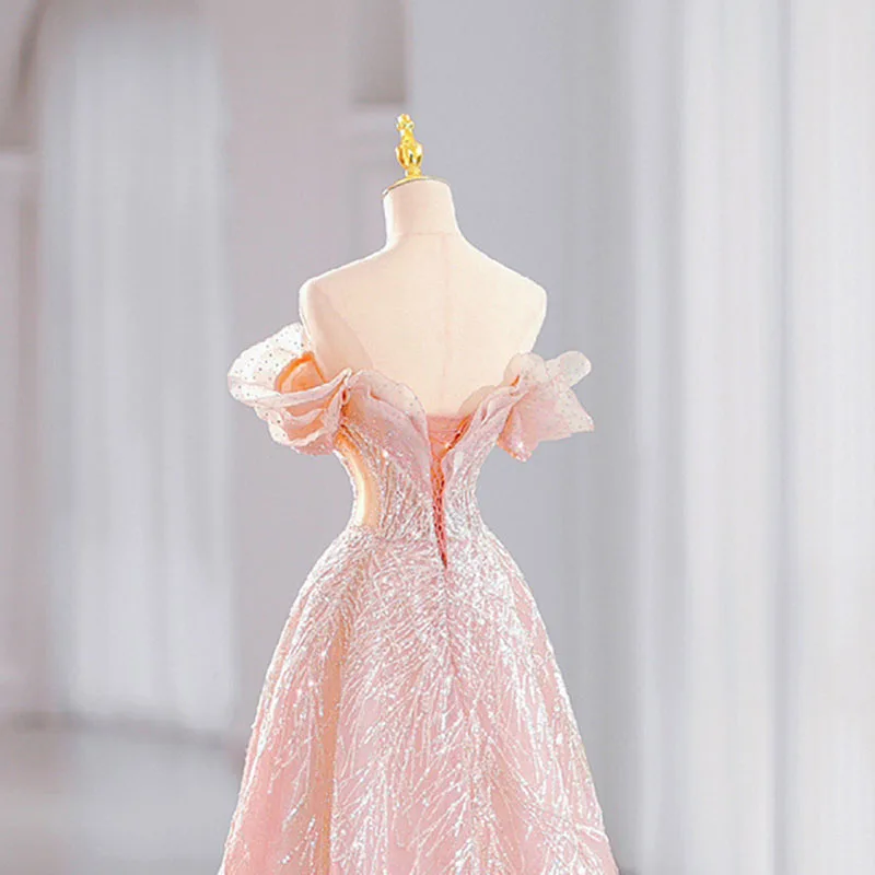 DongCMY Dreamy เจ้าหญิงสีชมพูชุดราตรีหญิง High-end Elegant งานแต่งงาน Robe Soiree ชุดผู้หญิงที่กําหนดเอง