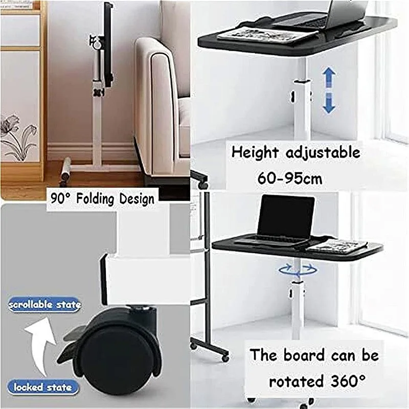 서랍 360이 있는 노트북 책상 °   회전 플레이트 이중 미끄럼 방지 스트립 높이 조절 가능한 접이식 휴대용 침대 테이블(학생용)