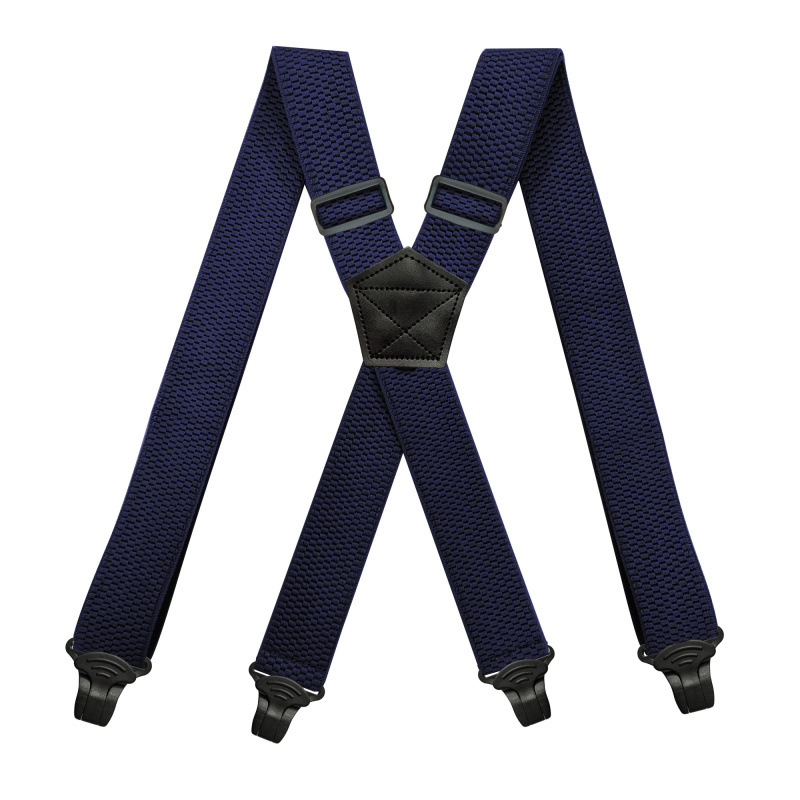 Heavy Duty werkbretels voor heren 3,8 cm breed X-back met 4 plastic grijpersluitingen Verstelbare elastische broekbroekbretels-zwart