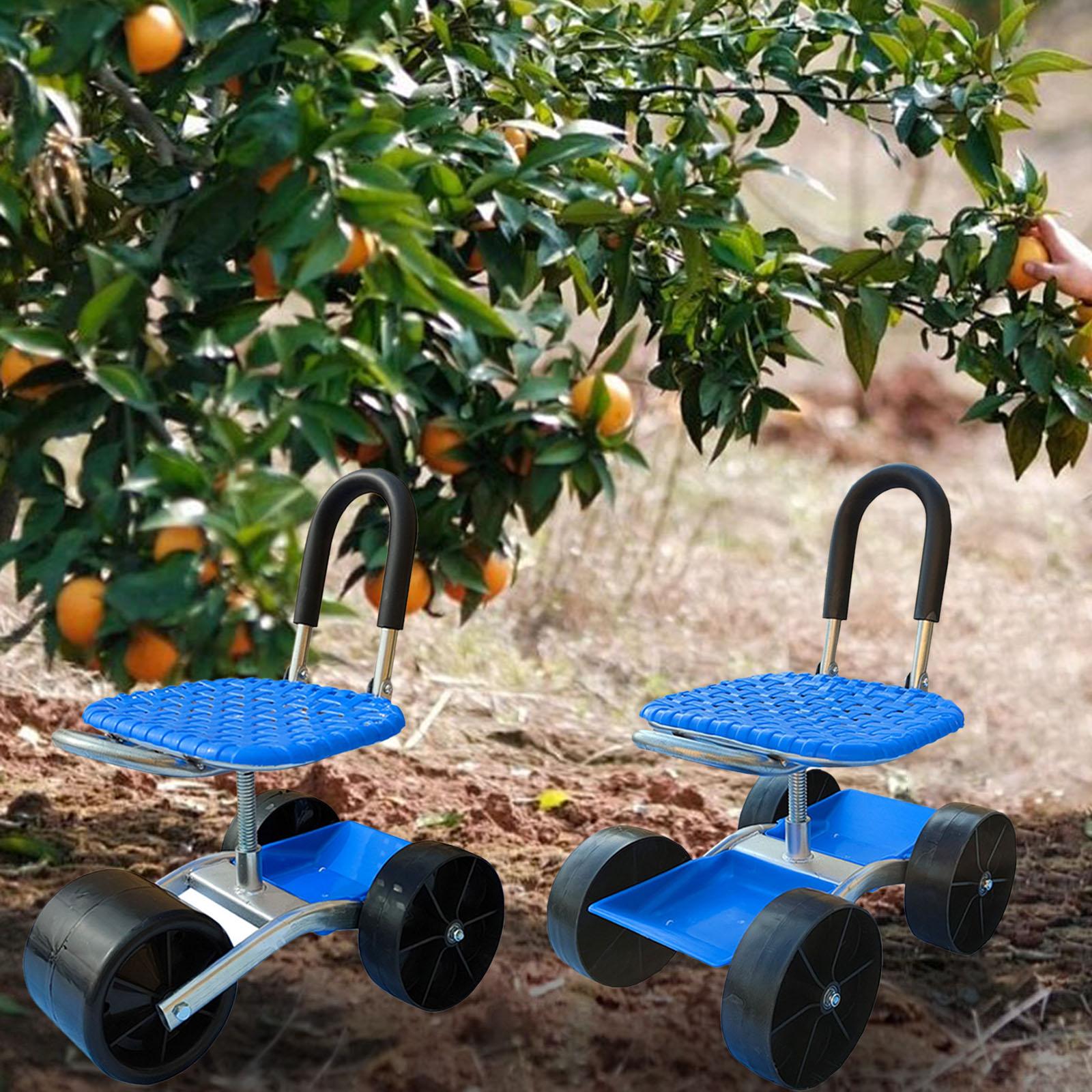Garden Chair Gardening Stool Solid Steel Axles Garden Rolling Work Seat Garden Trolley Rolling Seat for Planting Farm Picking