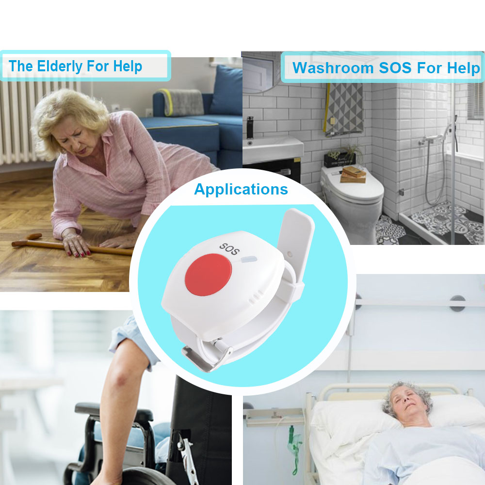 Topvico 1/2 Uds botón de pánico RF 433mhz SOS botón de emergencia reloj de alarma para personas mayores pulsera sistema de alarma de seguridad para el hogar