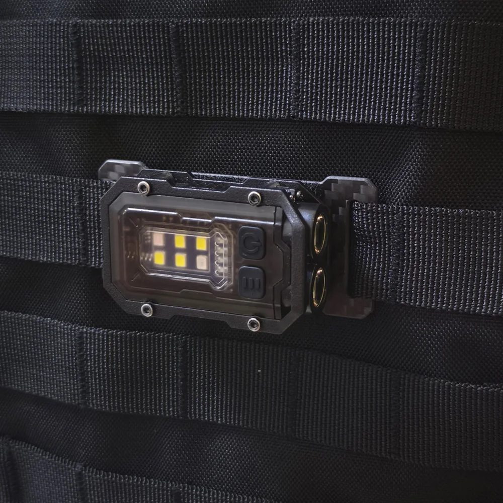 Tactical Flashlight EDC Portable Mini Light Or Hook Loop Plate Camping Hiking Safety Flashing Light For 25mm Backpack Strap
