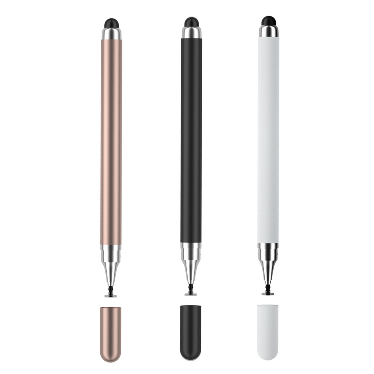 Universal 2 In 1 ปากกาสไตลัสสําหรับ iOS Android Touch ปากกาวาดดินสอแบบ Capacitive สําหรับ iPad Samsung Xiaomi แท็บเล็ตโทรศัพท์สมาร์ท
