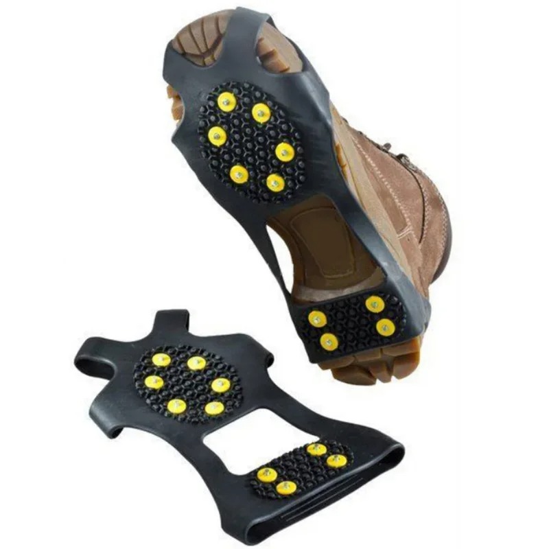 10 Studs Snow Ice Claw Anti-Skid Snow Ice Thermo Plastic Elastomer Climbing Shoes Spikes Grips Cleats Over Shoes Covers Crampons