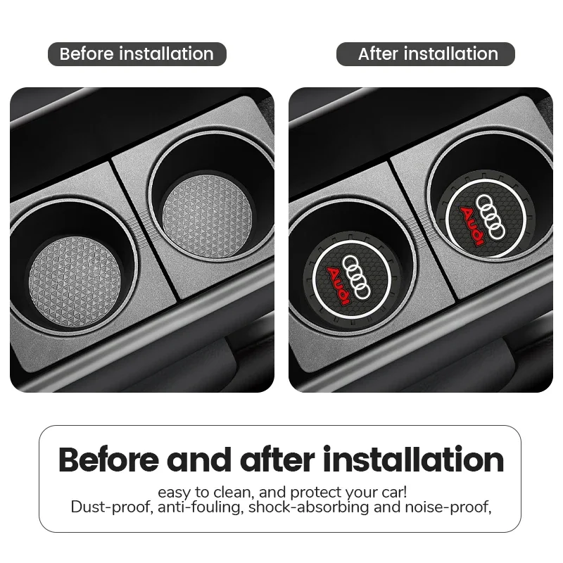 Posavasos de silicona para coche, alfombrilla con ranura para taza de agua, almohadilla antideslizante para audi S Line A1 A3 A4 A6 A7 Q3 Q5 Q7 RS3 RS4 RS5 S3 S4 S5 S7, 2 uds.