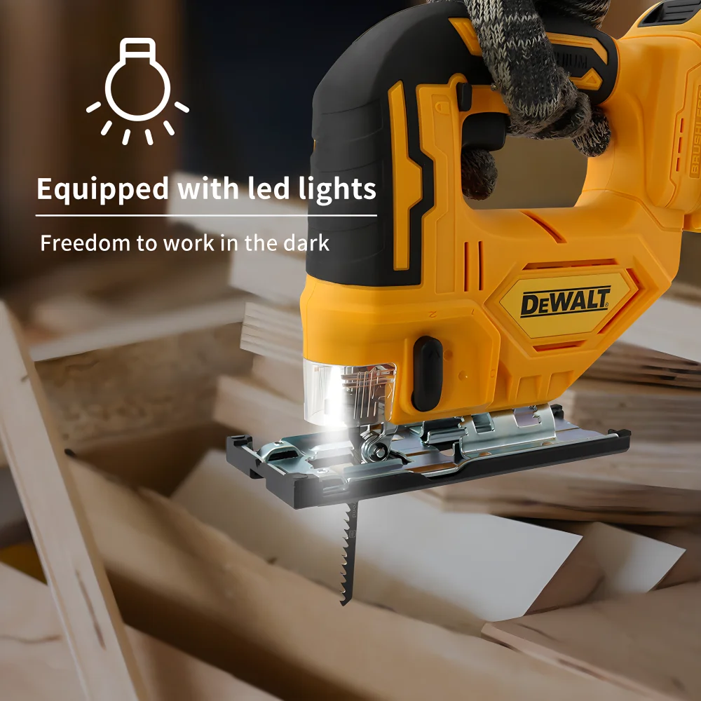 Dewalt Brushless Electric Curve Jig Saw ไม้ตัดโลหะ LED แบบชาร์จไฟได้ 20V แบบพกพาเครื่องมือตัดเครื่อง