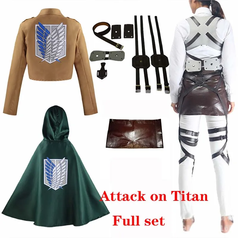 코스프레 애니메이션 Levi Ackerman Mikasa Ackerman 코스프레 의상 Eren Jaeger 의상 Hange Zoe 코스프레 의상 AOT 풀 세트