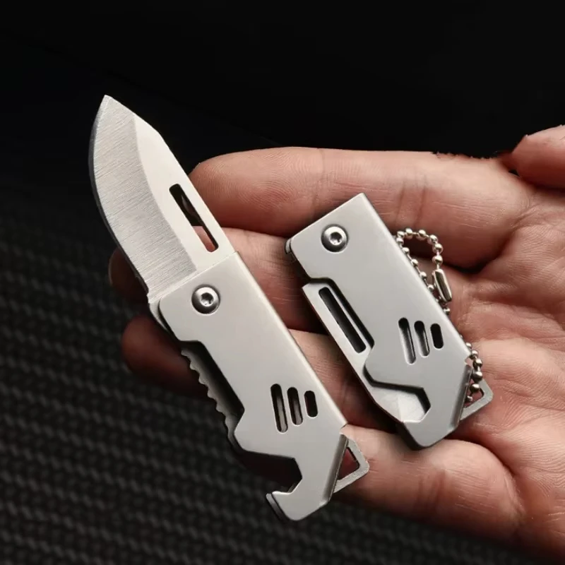 Mini coltello pieghevole da esterno apribottiglie portatile in acciaio utensile da taglio affilato gancio coltello ad alta durezza strumento di sopravvivenza da campeggio