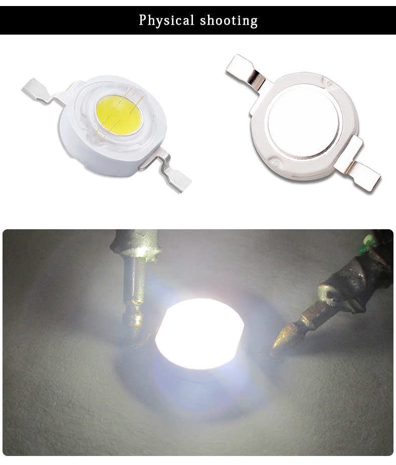 Lâmpadas LED Chip de alta potência, Diodos SMD COB, Grow Light Beads, Branco Natural, 1W, 3W, 5W, 4000-4500K, 50PCs