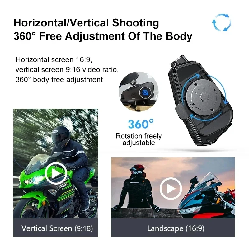 Fone de ouvido para capacete de motocicleta, bluetooth, bt5.3, com gravador de condução hd, câmera sem fio, 1080p, disco rígido, gravador de vídeo, chamada