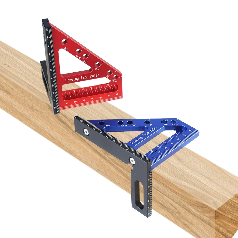 1Pc Timmerman Vierkant Gat Schrijven Heerser 22.5-90 Graden Meten Heerser Met Hoek Pin Constructie Precisie Houtbewerking tool