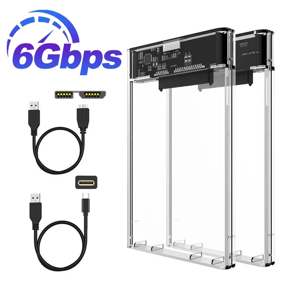 2,5-дюймовый корпус для жесткого диска USB3.0/Type-C к корпусу для жесткого диска SATA 6 Гбит/с Макс. USB-C Внешний корпус для жесткого диска SATA для ПК UASP ноутбука