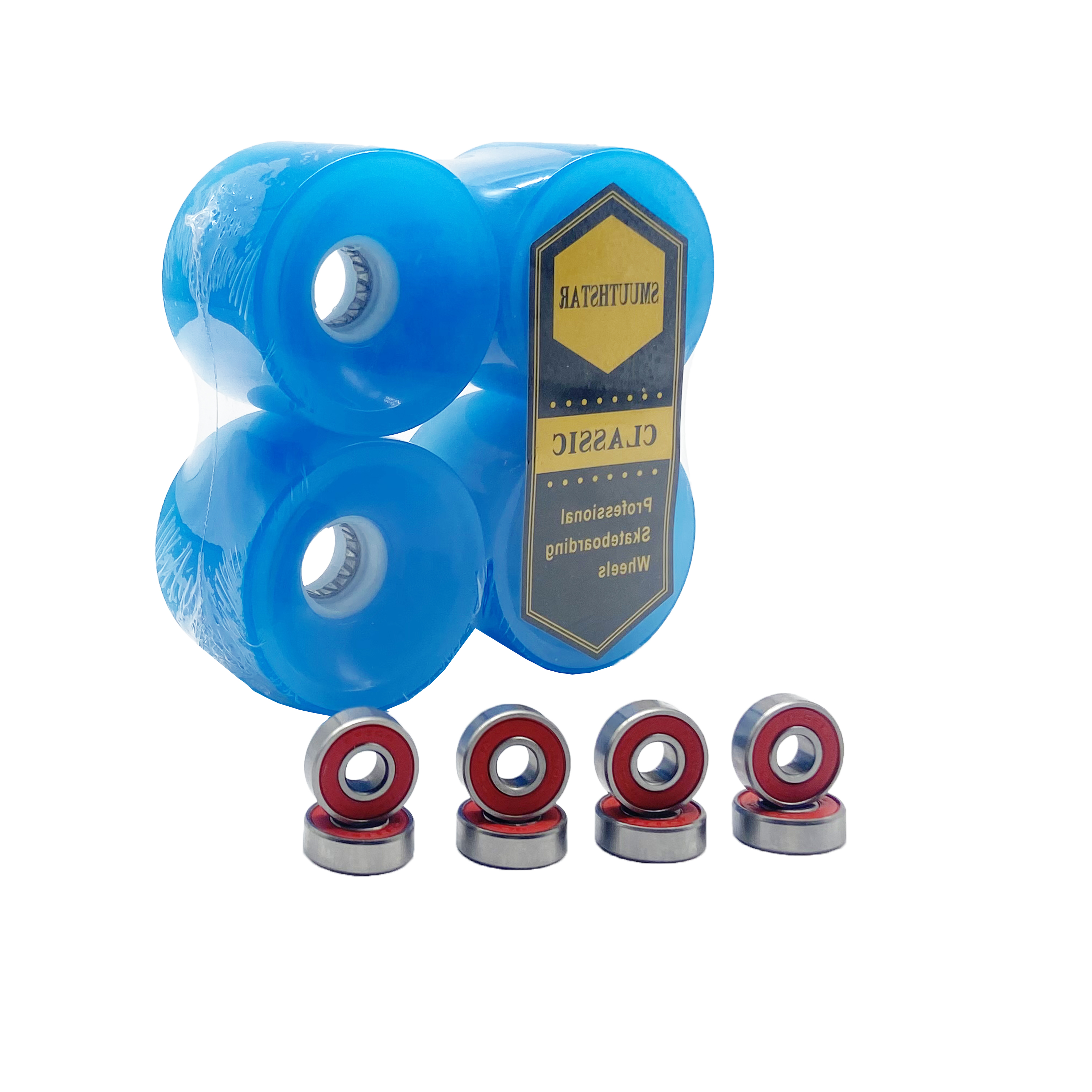4x Skateboard-Räder leuchten mit ABEC 11 Lagern Longboard-Räder LED-Blitz bei Nacht 70 mm 65 mm 78 A orange-blaue Farbe