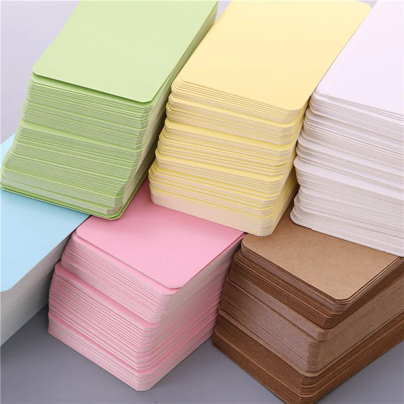 100Pcs/box Kraft Paper Card Color Blank Business Card Message Thank You Card Writing Card Label Bookmark Learning Card Supplies