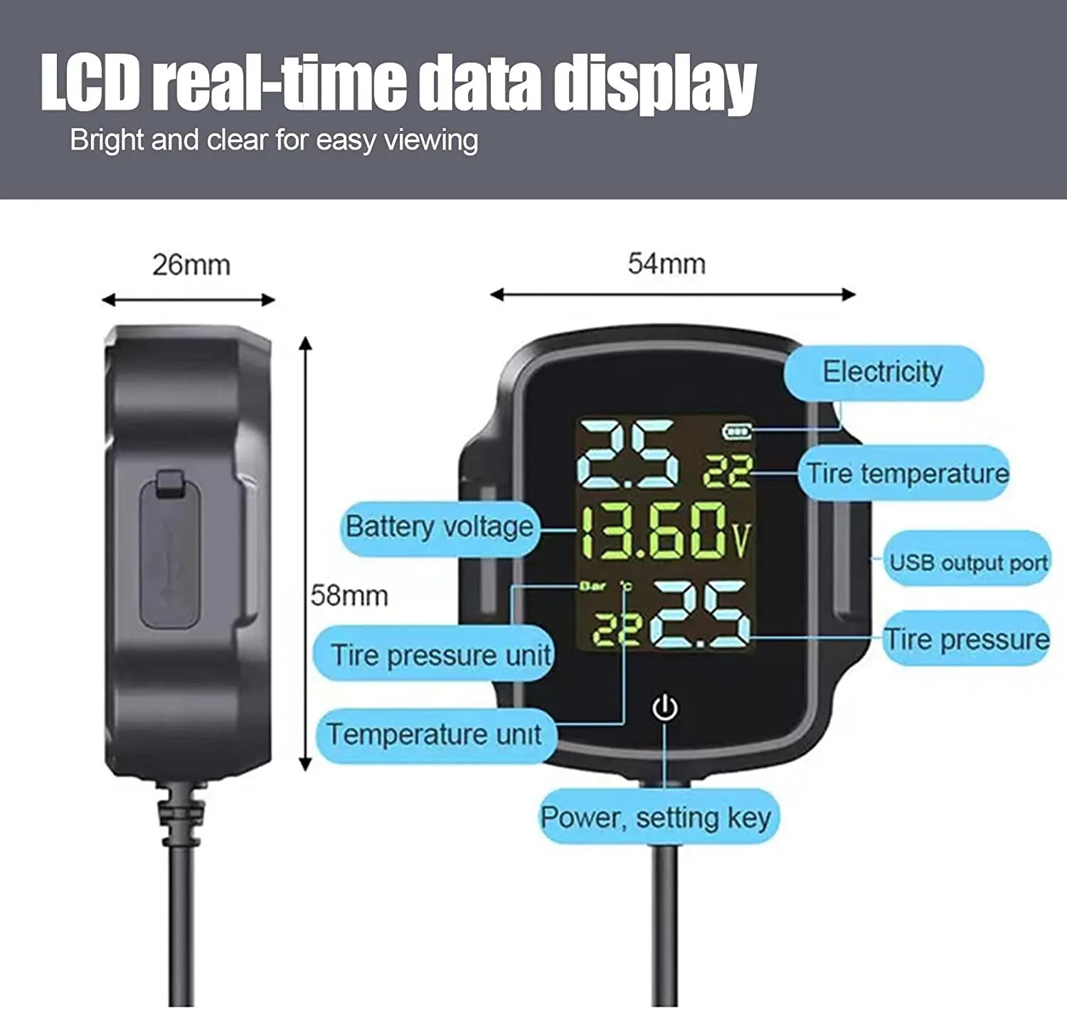 オートバイ TPMS QC 3.0 急速充電 USB 出力バイクタイヤ空気圧監視システムタイヤ温度警報システム