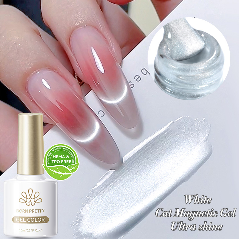 BORN PRETTY HEMA TPO FREE 10 мл Flow Light White Cat Магнитный гель-лак для ногтей Ультра блеск Soak Off УФ-гель Зеркальный стеклянный гель