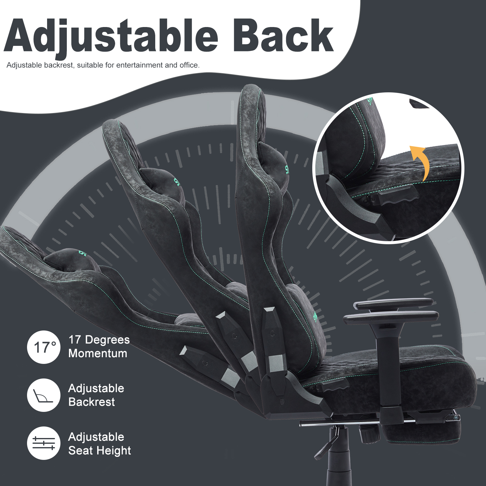 Chaise de jeu Symino avec repose-pieds, chaise PC design chaise de course, cuir PU vintage, chaise de bureau ergonomique