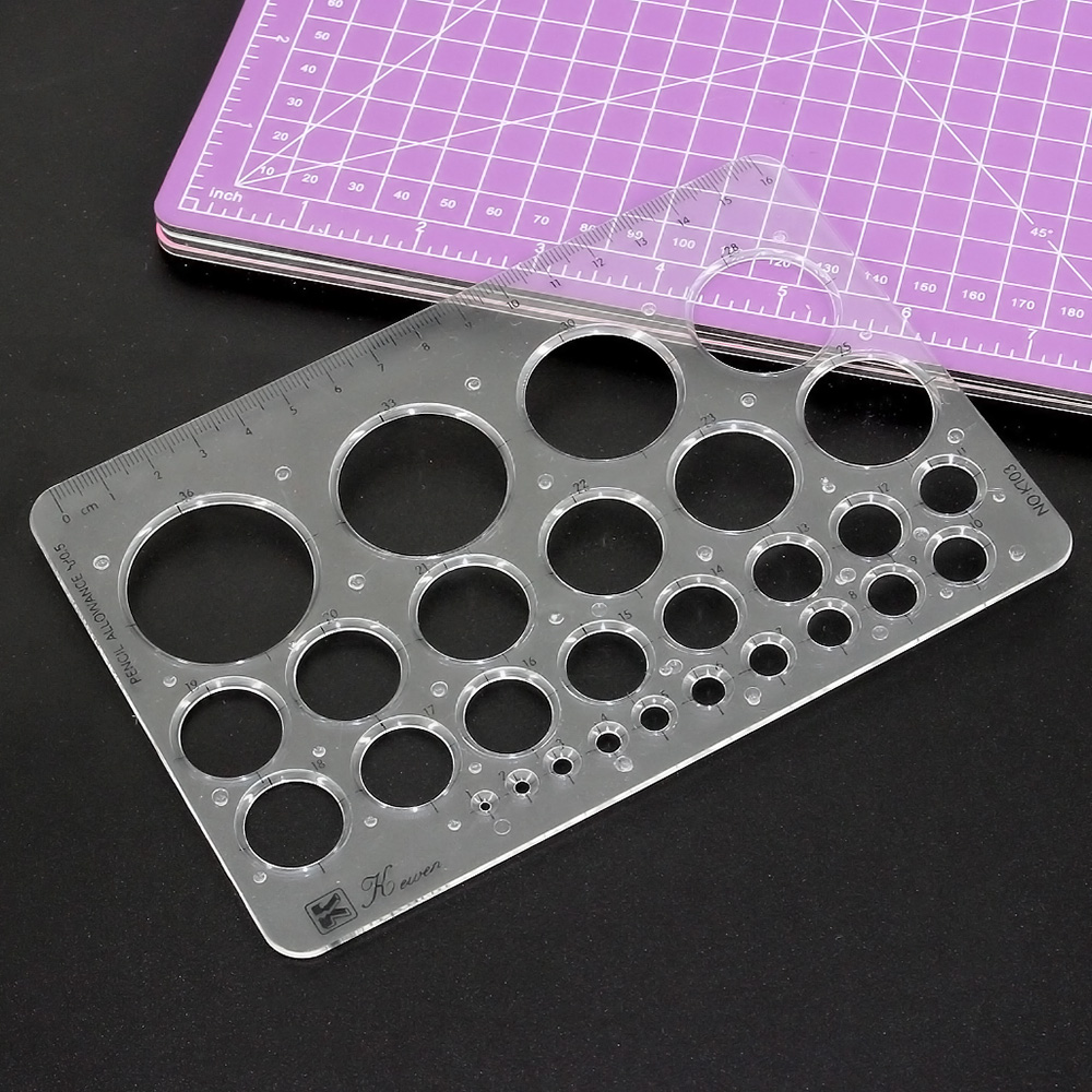 Regla de agujero redondo de forma Rectangular, regla de plantilla I longitud 17,2 cm de ancho 11,6 cm para suministros de herramientas escolares para estudiantes